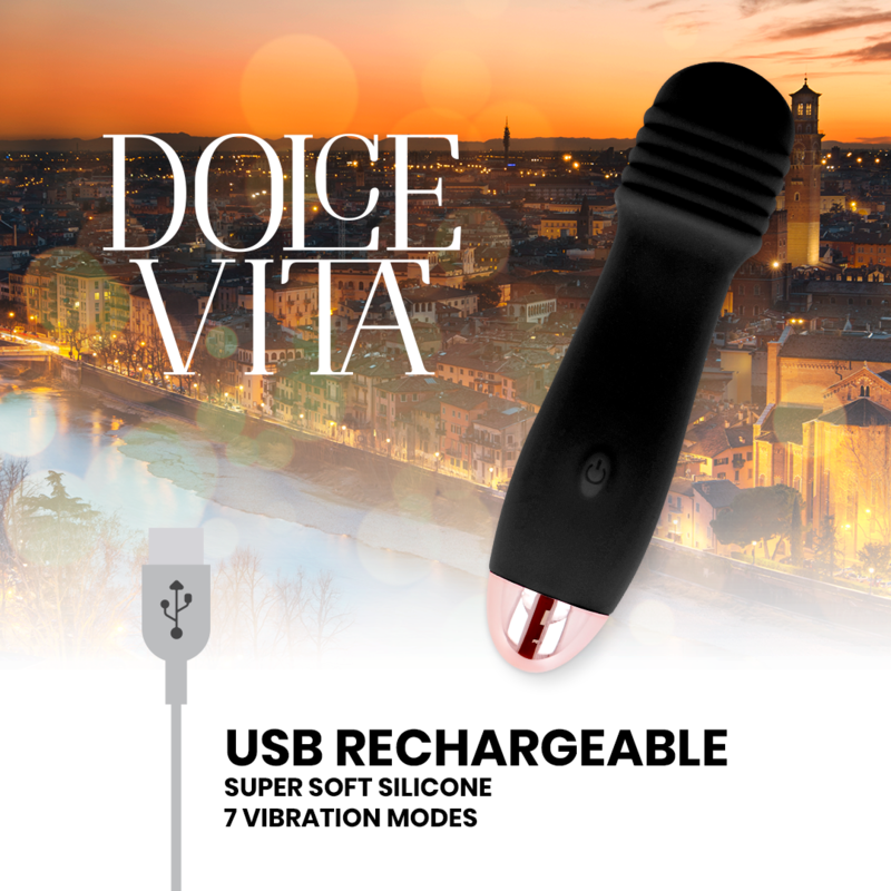 DOLCE VITA - VIBRATORE RICARICABILE TRE NERO A 7 VELOCIT Dolce Vita