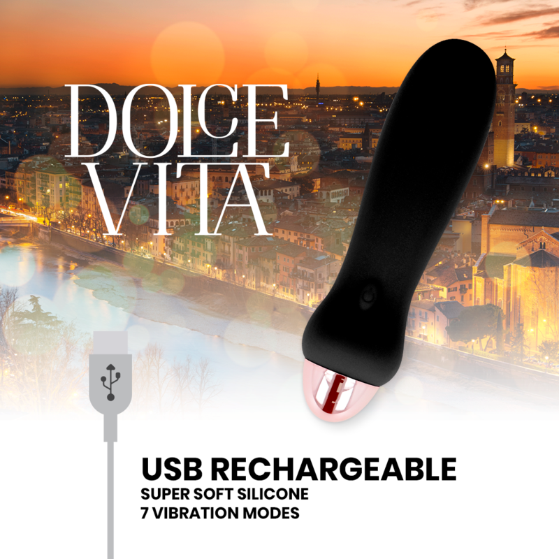 DOLCE VITA - VIBRATORE RICARICABILE CINQUE NERO A 7 VELOCIT Dolce Vita