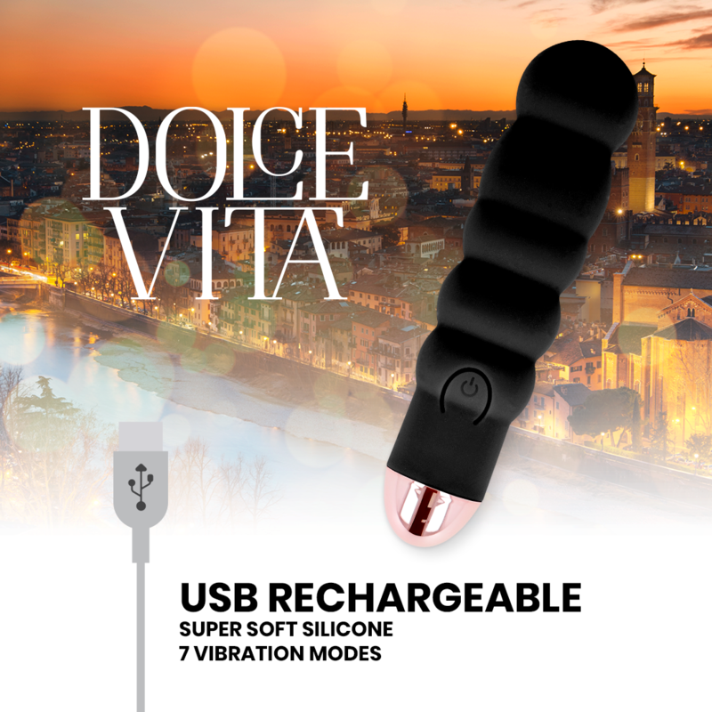 DOLCE VITA - VIBRATORE RICARICABILE SEI NERO 7 VELOCIT Dolce Vita