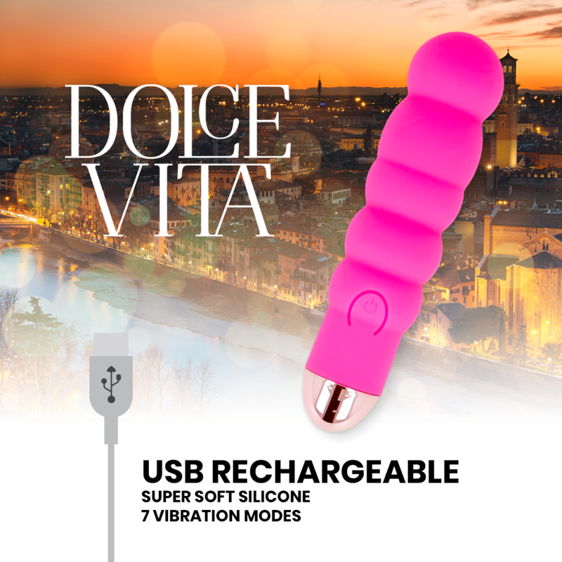 DOLCE VITA - VIBRATORE RICARICABILE SEI ROSA 7 VELOCIT Dolce Vita