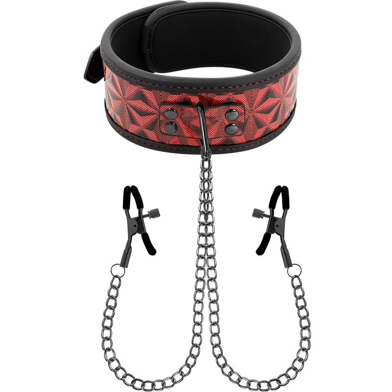 BEGME - COLLETTO RED EDITION CON MORSETTI PER CAPEZZOLI CON FODERA IN NEOPRENE Begme Red Edition