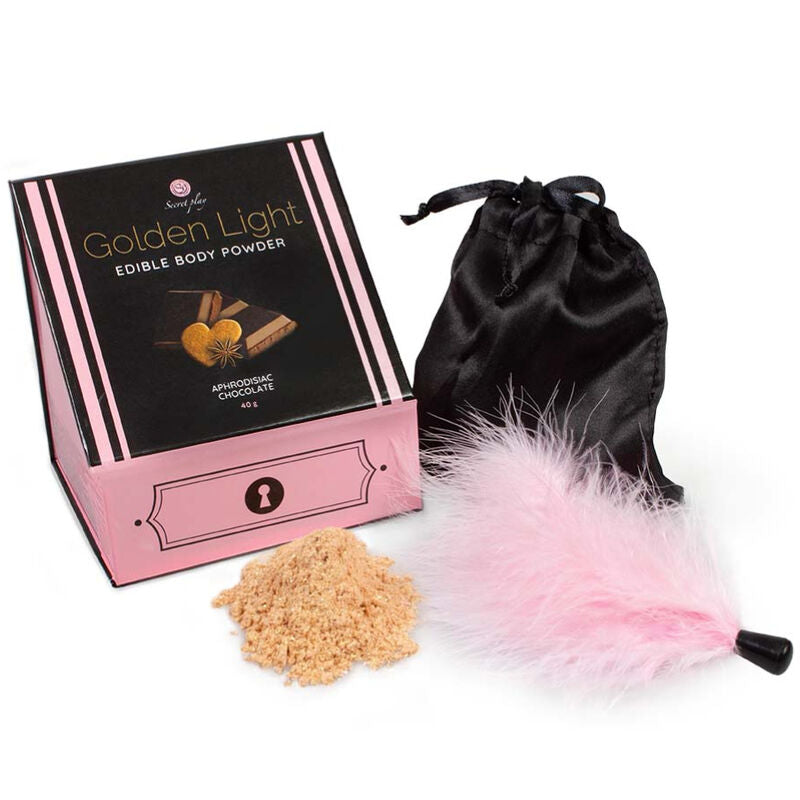 SECRETPLAY - KIT GOLDEN LIGHT AFRODISIACO POLVERE EDIBILE DI CIOCCOLATO E PIUMA Secretplay 100% Games