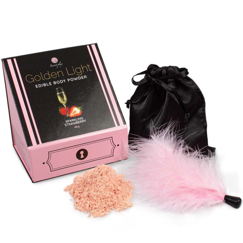 SECRETPLAY - KIT LUCE DORATA POLVERE E PIUMA ALIMENTARE FRIZZANTE ALLA FRAGOLA Secretplay 100% Games