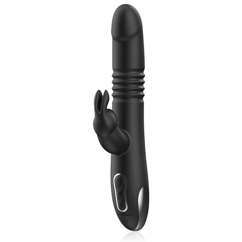 BLACK&SILVER - KENJI VIBRATORE RABBIT UP & DOWN + TELECOMANDO WATCHME Black&silver
