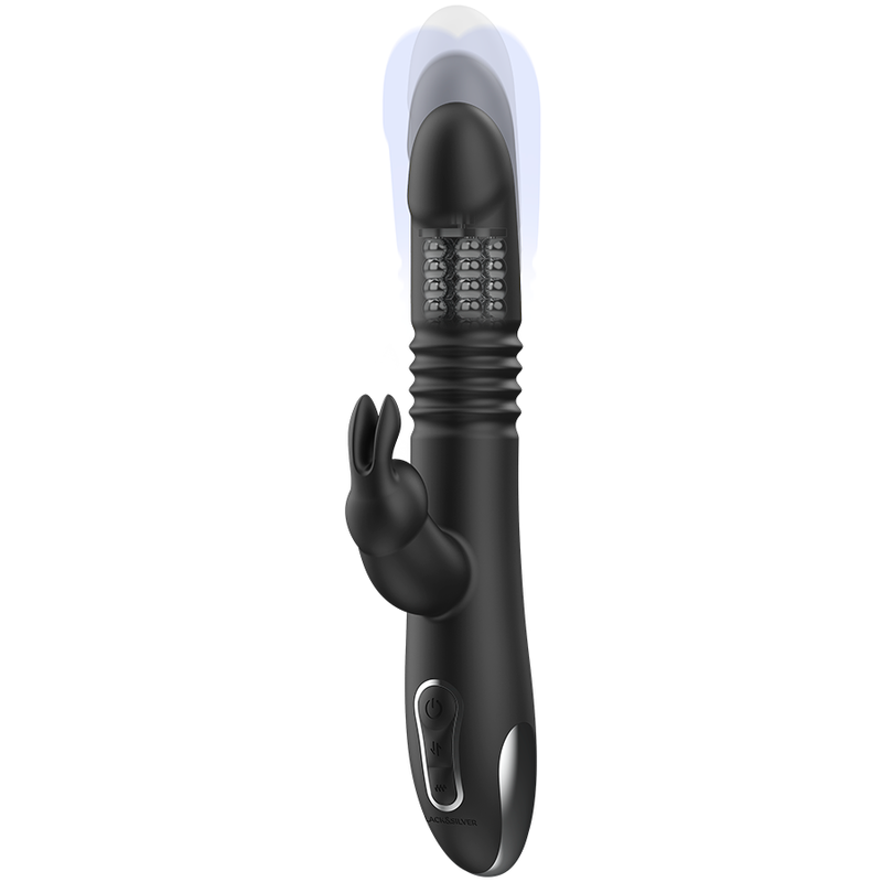 BLACK&SILVER - KENJI VIBRATORE RABBIT UP & DOWN + TELECOMANDO WATCHME Black&silver