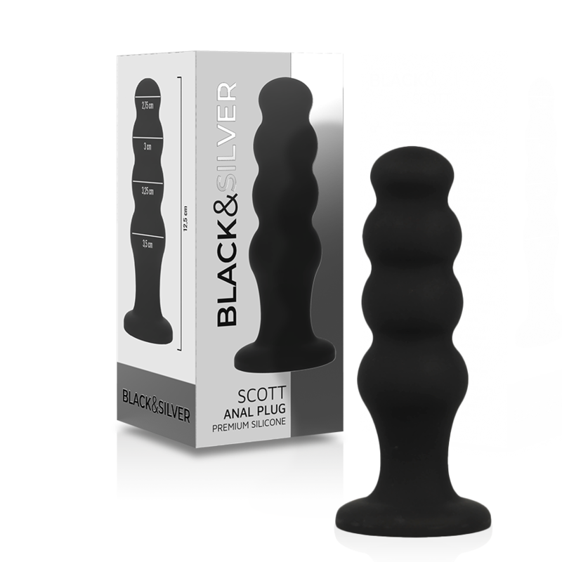 BLACK&SILVER - PLUG ANALE IN SILICONE SCOTT PREMIUM NERO Black&silver