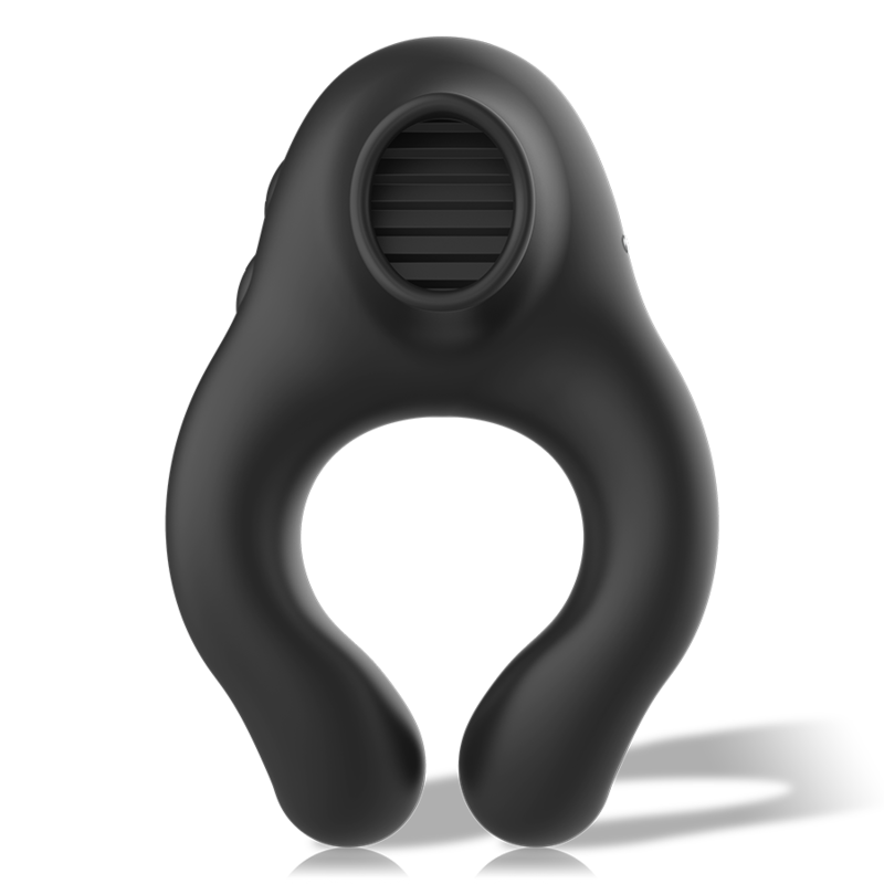 BLACK&SILVER - ANELLO VIBRATORE IN SILICONE 3 MOTORI RICARICABILE NERO Black&silver