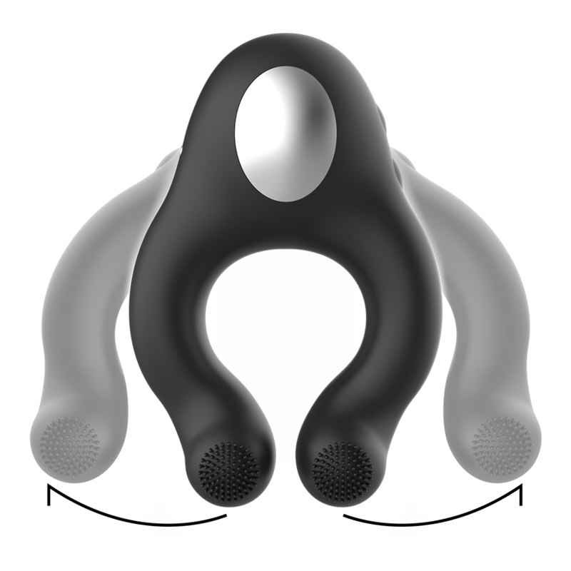 BLACK&SILVER - ANELLO VIBRATORE IN SILICONE 3 MOTORI RICARICABILE NERO Black&silver