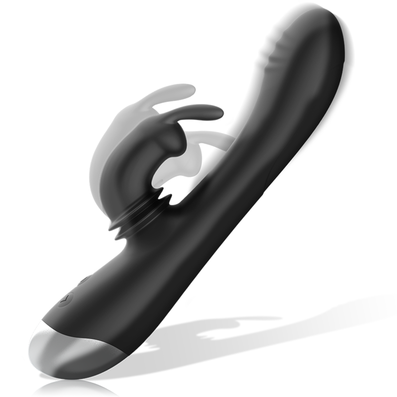 BLACK&SILVER - DJ. STIMOLATORE CONIGLIO IN SILICONE RICARICABILE ADAM NERO Black&silver