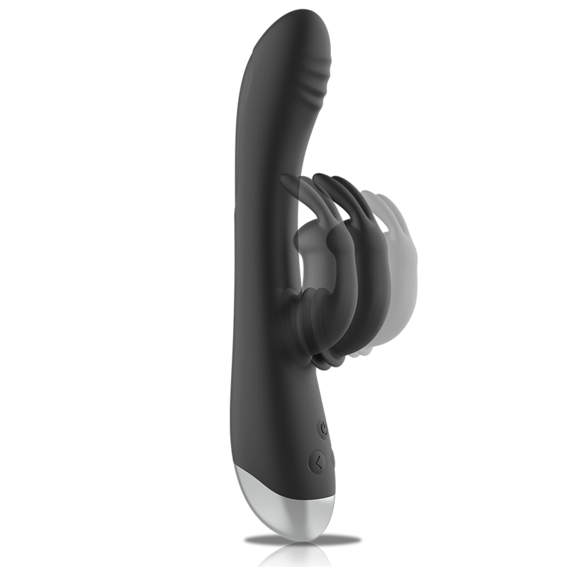 BLACK&SILVER - DJ. STIMOLATORE CONIGLIO IN SILICONE RICARICABILE ADAM NERO Black&silver