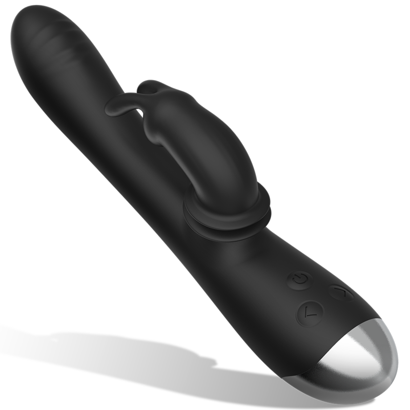 BLACK&SILVER - DJ. STIMOLATORE CONIGLIO IN SILICONE RICARICABILE ADAM NERO Black&silver