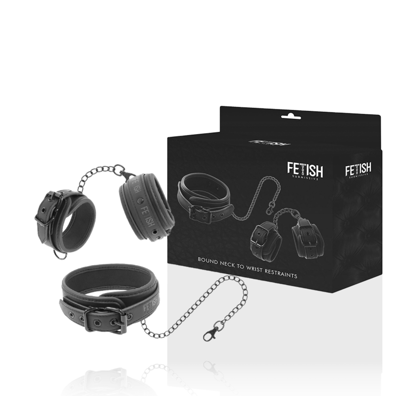 FETISH SUBMISSIVE - COLLANA E MANETTE IN PELLE VEGANA CON FODERA IN NOPRENE Fetish Submissive Bondage