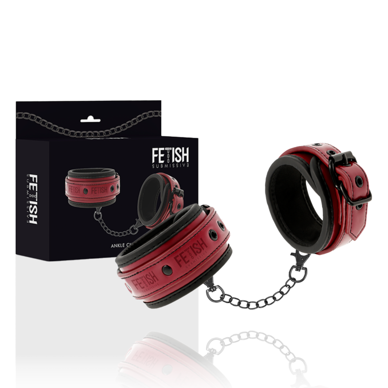 FETISH SUBMISSIVE DARK ROOM - MANETTE ALLA CAVIGLIA VEGAN IN PELLE CON FODERA IN NEOPRENE Fetish Submissive Dark Room