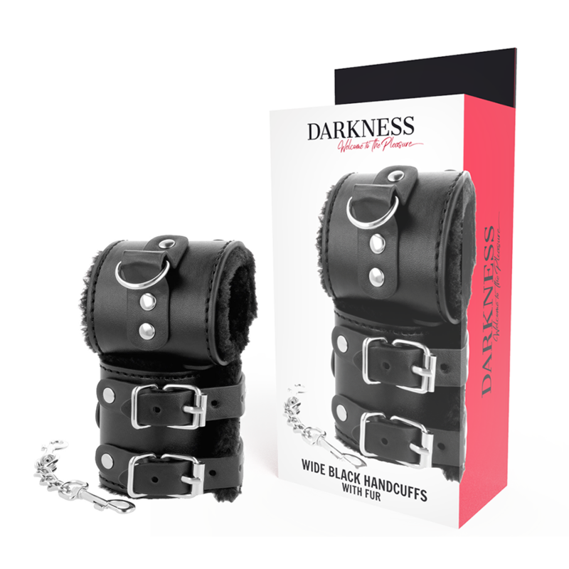 DARKNESS - MANETTE NERE REGOLABILI IN PELLE CON FODERA Darkness Bondage
