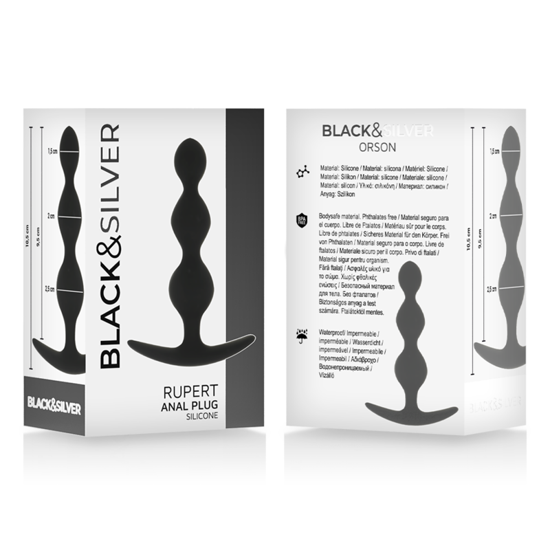 BLACK&SILVER - CATENA PER SFERE ANALI RUPERT 10 CM Black&silver