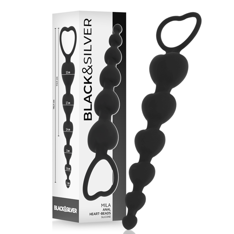 BLACK&SILVER - MILA ANALE CATENA DI CUORI 18 CM Black&silver