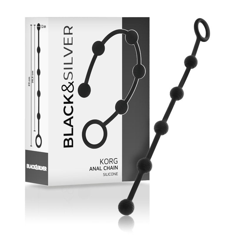 BLACK&SILVER - KORG ROSARIO ANALE INIZIAZIONE IN SILICONE 21 CM Black&silver