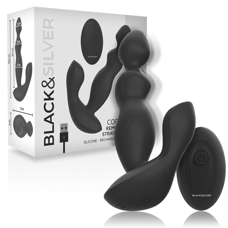 BLACK&SILVER - TELECOMANDO IN SILICONE PLUG ANALE CORA Black&silver
