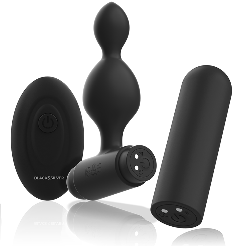BLACK&SILVER - TELECOMANDO TELECOMANDO CON PLUG ANALE IN SILICONE PICCOLO TUCKER Black&silver
