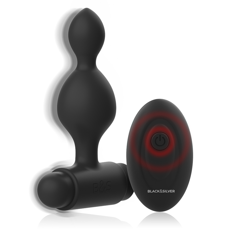 BLACK&SILVER - TELECOMANDO TELECOMANDO CON PLUG ANALE IN SILICONE PICCOLO TUCKER Black&silver