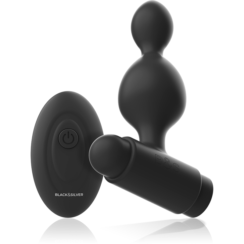 BLACK&SILVER - TELECOMANDO TELECOMANDO CON PLUG ANALE IN SILICONE PICCOLO TUCKER Black&silver