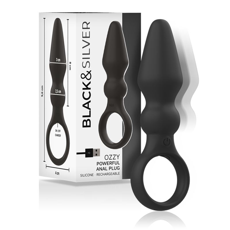 BLACK&SILVER - POTENTE PLUG ANALE IN SILICONE OZZY Black&silver
