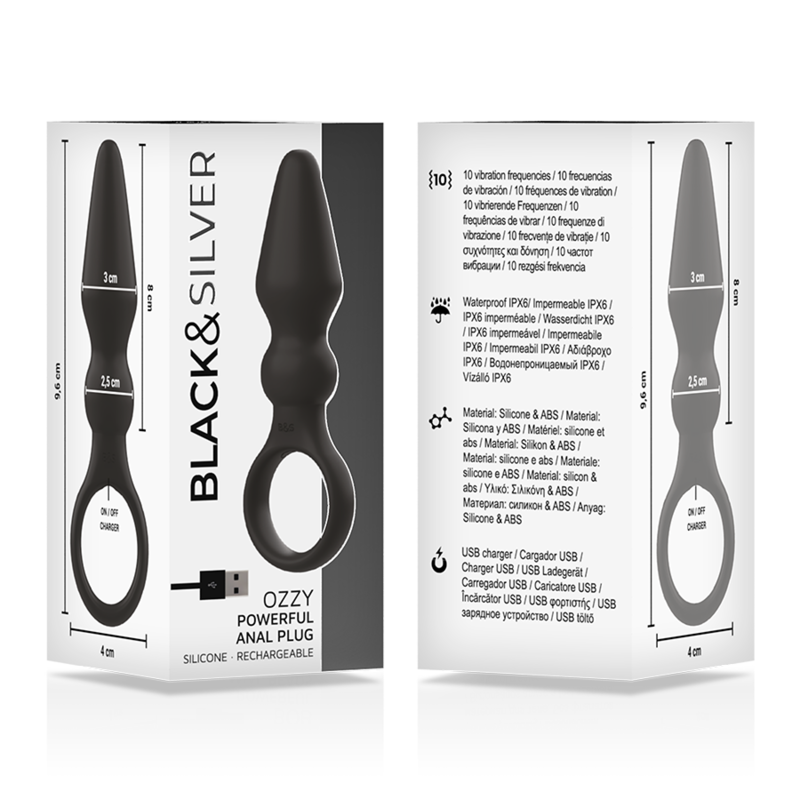 BLACK&SILVER - POTENTE PLUG ANALE IN SILICONE OZZY Black&silver