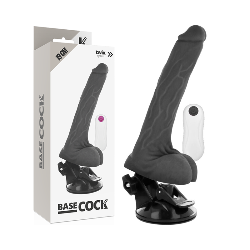 BASECOCK - VIBRATORE REALISTICO TELECOMANDO NERO 19 CM -O- 4 CM Basecock