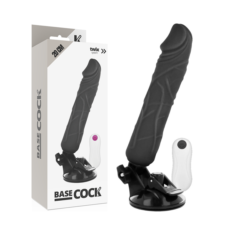 BASECOCK - VIBRATORE REALISTICO TELECOMANDO NERO 20 CM -O- 4 CM Basecock