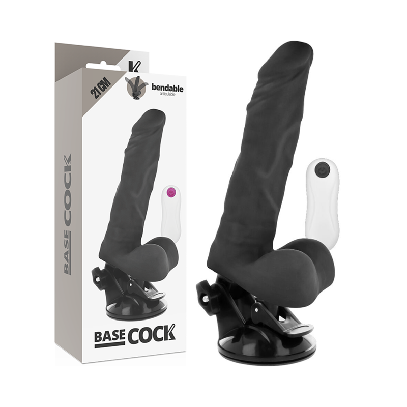 BASECOCK - VIBRATORE ARTICOLABILE TELECOMANDO NERO 21 CM -O- 5 CM Basecock