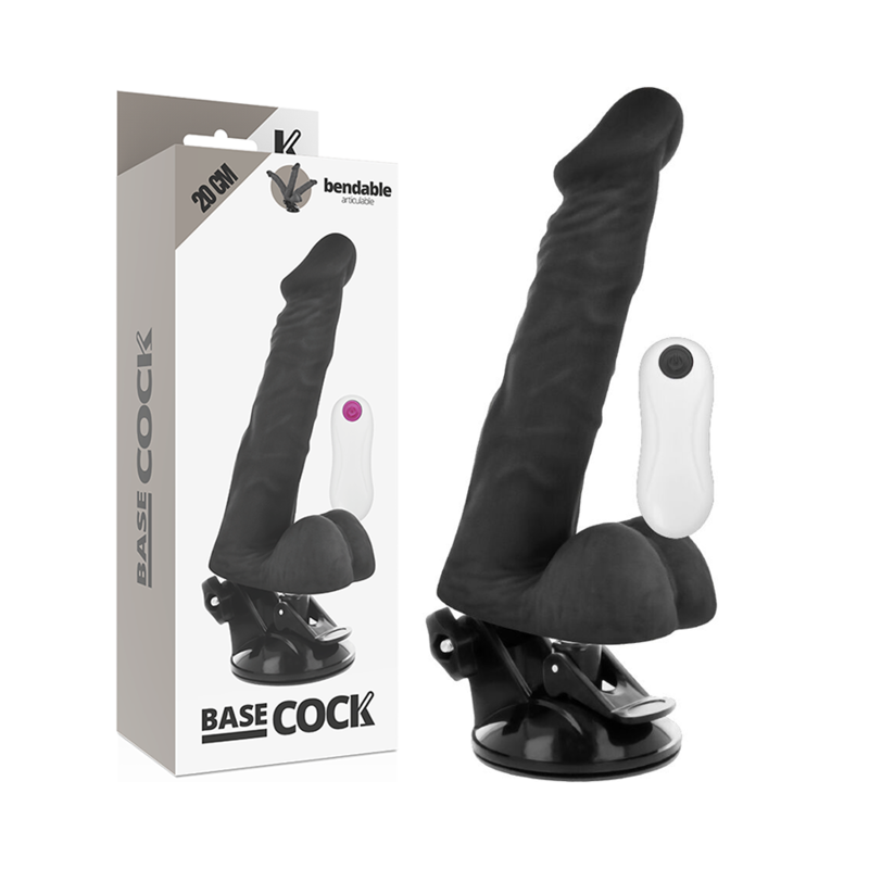 BASECOCK - VIBRATORE ARTICOLABILE TELECOMANDO NERO 20 CM -O- 4.5 CM Basecock