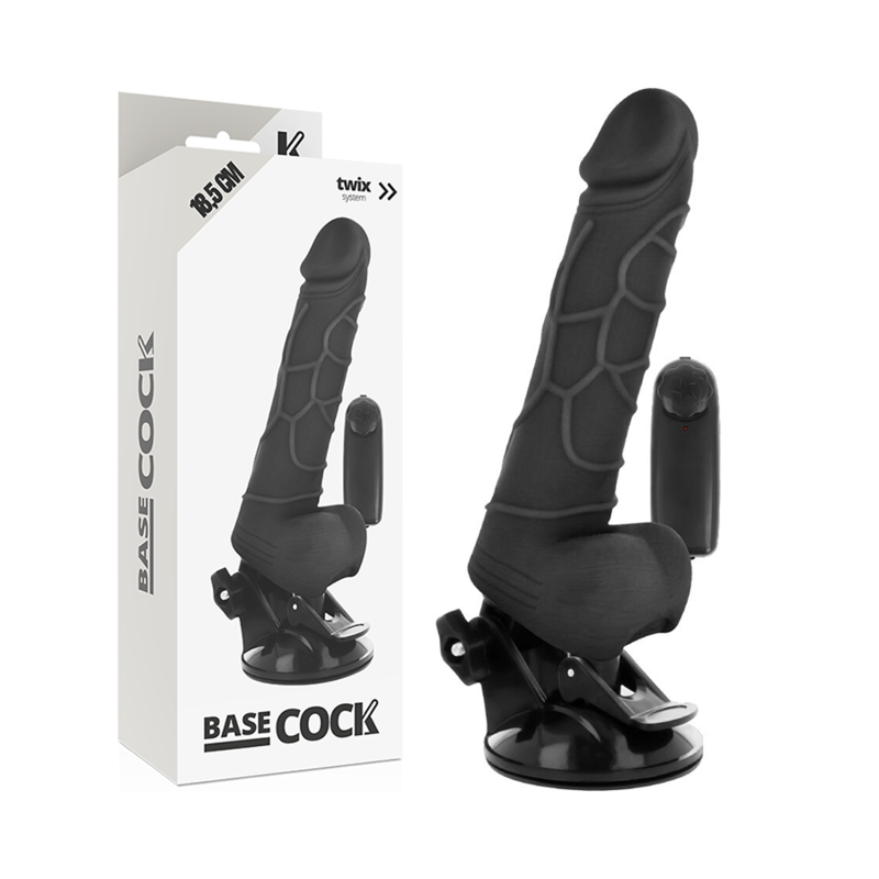 BASECOCK - VIBRATORE REALISTICO TELECOMANDO NERO 18.5 CM -O- 4CM Basecock