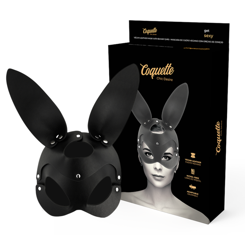 COQUETTE CHIC DESIRE - MASCHERA VEGANA IN PELLE CON ORECCHIE DI CONIGLIO Coquette Accessories