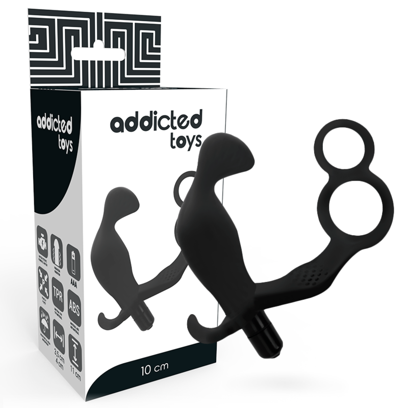 ADDICTED TOYS - PLUG ANALE CON DOPPIO ANELLO PER PENE E TESTICOLI NERI Addicted Toys