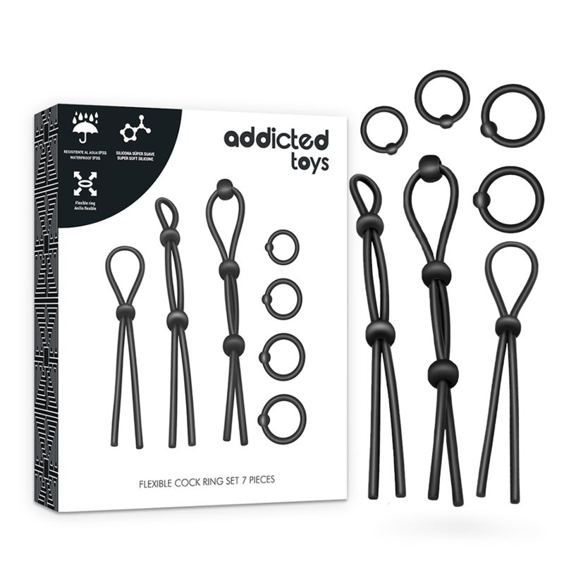 ADDICTED TOYS - SET DI ANELLI PER IL CAZZO FLESSIBILI IN SILICONE 7 PEZZI Addicted Toys