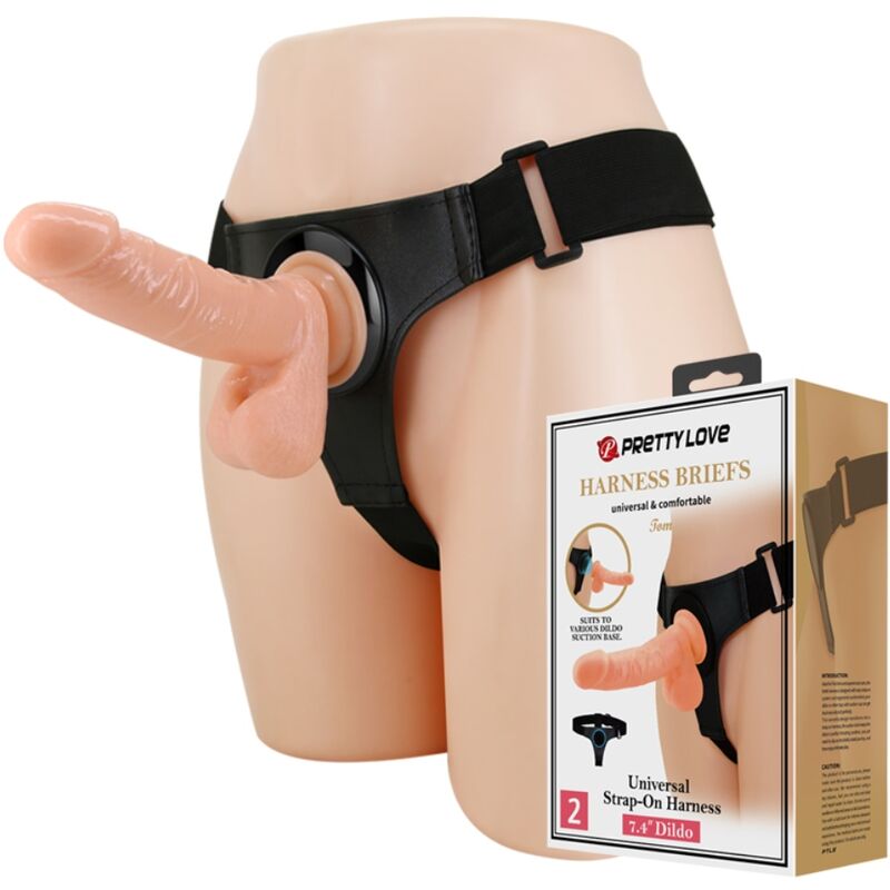 PRETTY LOVE - IMBRAGATURA SLIP UNIVERSALE CON DILDO TOM 20 CM NATURALE Pretty Love