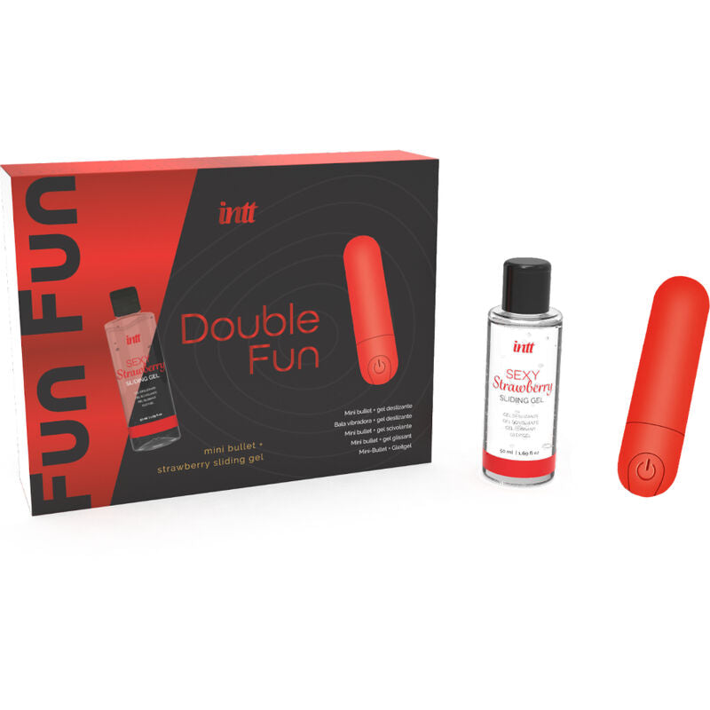 INTT RELEASES - KIT DOPPIO DIVERTIMENTO CON BULLET VIBRANTE E GEL DA MASSAGGIO ALLA FRAGOLA Intt Releases