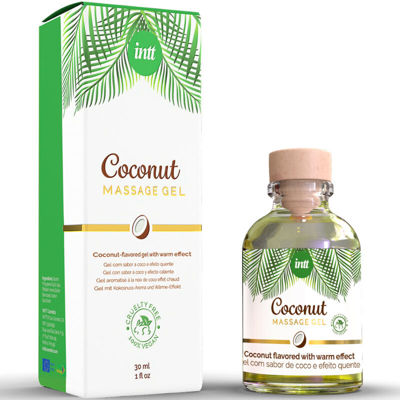 INTT - GEL DA MASSAGGIO VEGANO AL GUSTO DI COCCO ED EFFETTO RISCALDANTE Intt Vegan Line