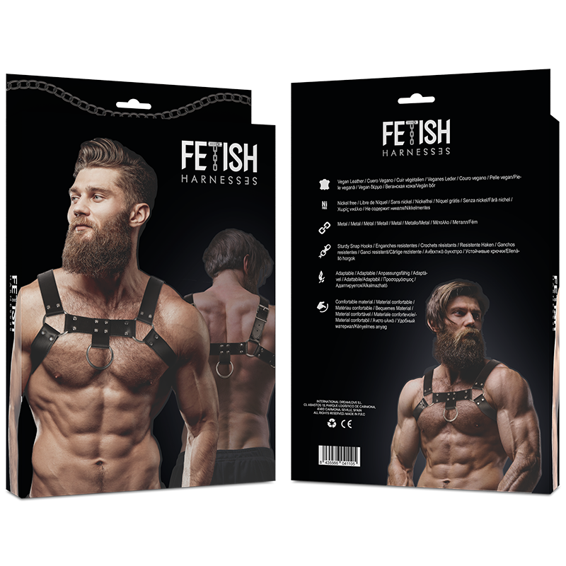 FETISH SUBMISSIVE ATTITUDE - IMBRACATURA PER IL PETTO IN ECOPELLE DA UOMO Fetish Submissive Attitude