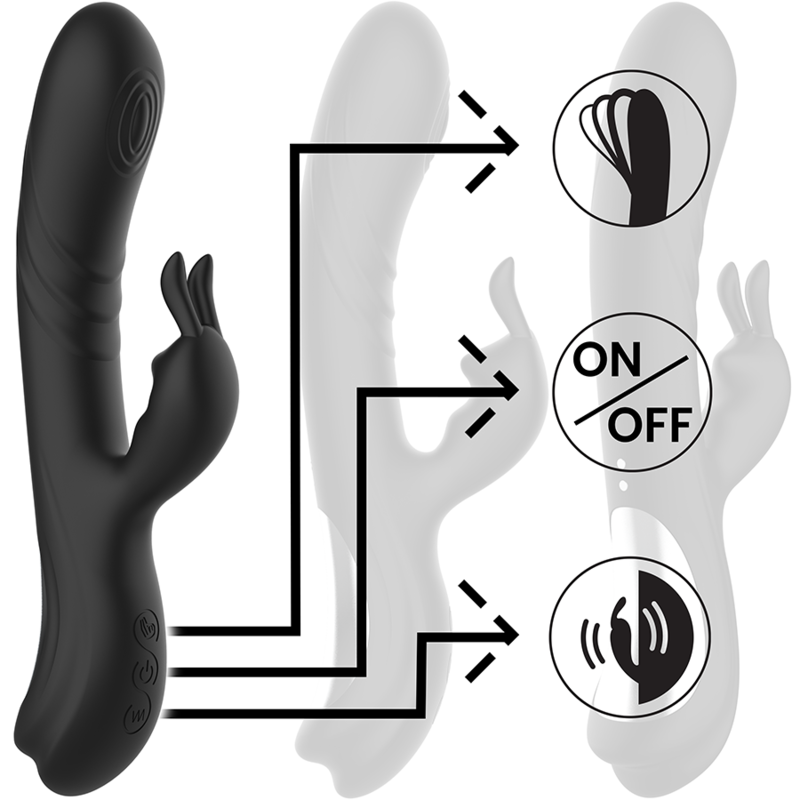 BLACK&SILVER - STIMOLATORE CONIGLIO IN SILICONE RICARICABILE JAMIE NERO Black&silver