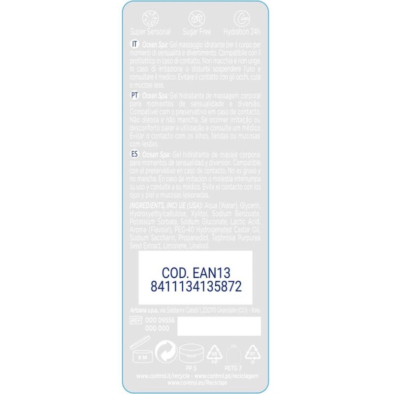 CONTROL - 2 EN 1 MASSAGGIO E PIACERE MARE MEDITERRANEO 200 ML Control Lubes