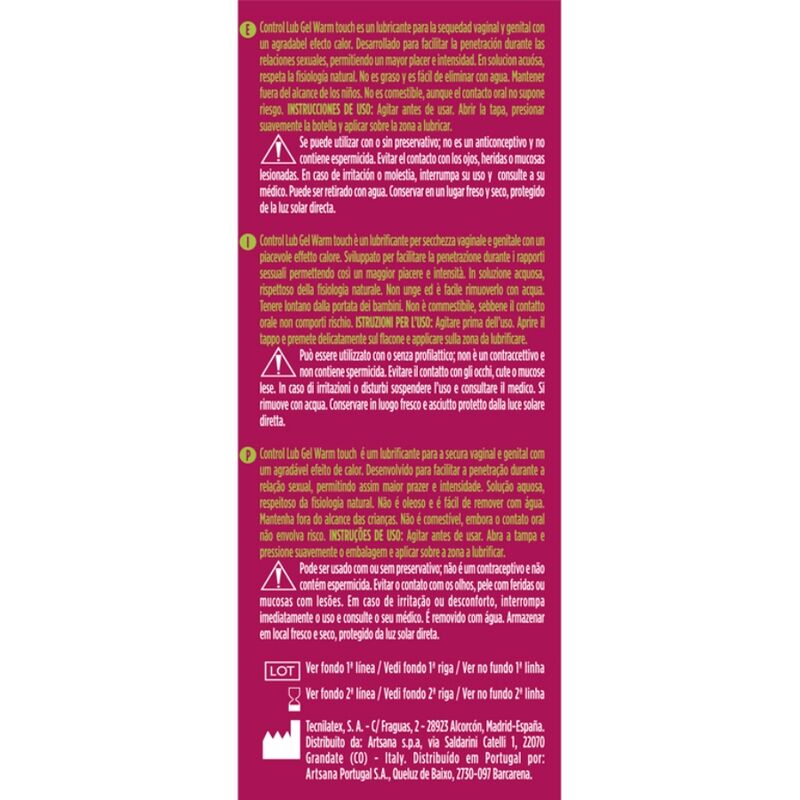 CONTROL - LUB GEL LUBRIFICANTE EFFETTO CALORE 75 ML Control Lubes