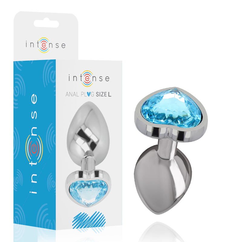 INTENSE - PLUG ANALE IN METALLO ALLUMINIO CUORE BLU TAGLIA L Intense Anal Toys