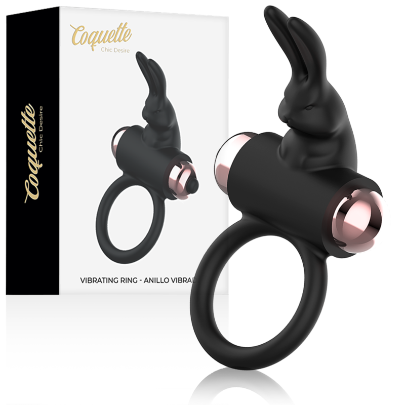 COQUETTE CHIC DESIRE - ANELLO DA CAZZO CON VIBRATORE NERO/ORO Coquette Toys