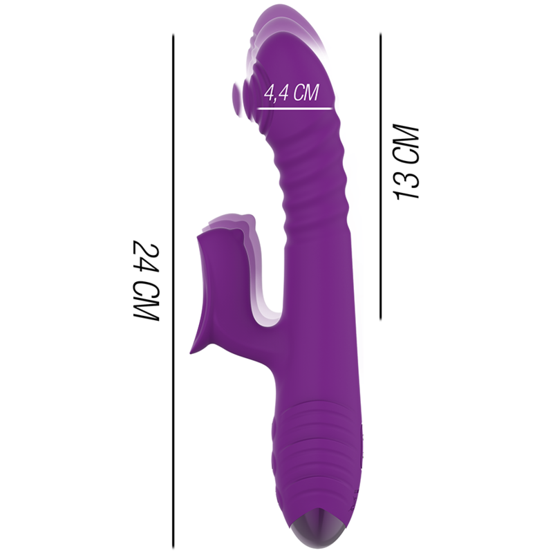 INTENSE - VIBRATORE MULTIFUNZIONE RICARICABILE IGGY UP & DOWN CON STIMOLATORE CLITORALE VIOLA Intense Fun