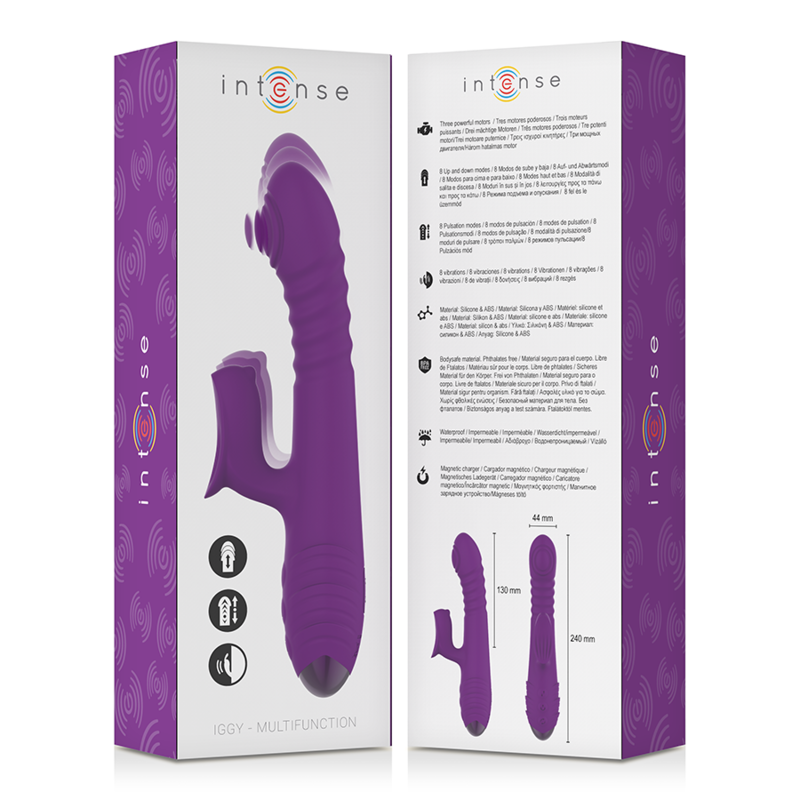 INTENSE - VIBRATORE MULTIFUNZIONE RICARICABILE IGGY UP & DOWN CON STIMOLATORE CLITORALE VIOLA Intense Fun