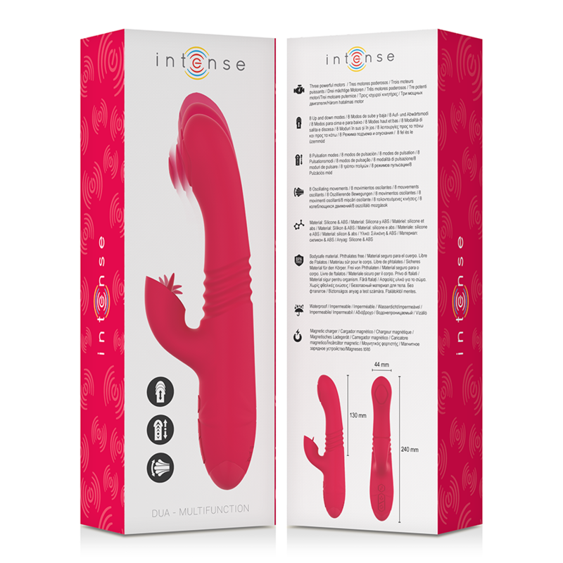 INTENSE - VIBRATORE MULTIFUNZIONE RICARICABILE UP & DOWN DUA CON LINGUA ROSSA Intense Fun