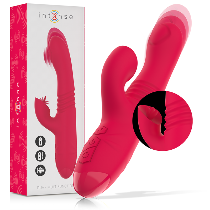 INTENSE - VIBRATORE MULTIFUNZIONE RICARICABILE UP & DOWN DUA CON LINGUA ROSSA Intense Fun