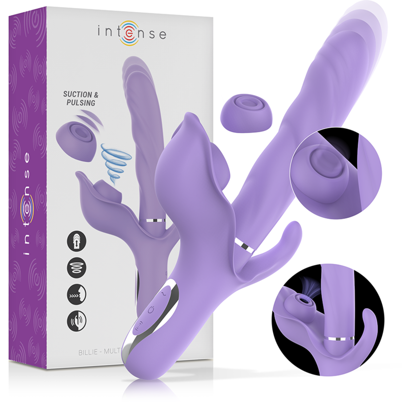 INTENSE - BILLIE VIBRATORE MULTIFUNZIONALE RICARICABILE A SUCCHIO CON PULSANTE VIOLA Intense Fun