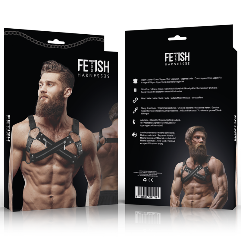 FETISH SUBMISSIVE ATTITUDE - IMBRACATURA BULLDOG IN NEOPRENE REGOLABILE CON CERNIERE PER UOMINI Fetish Submissive Attitude
